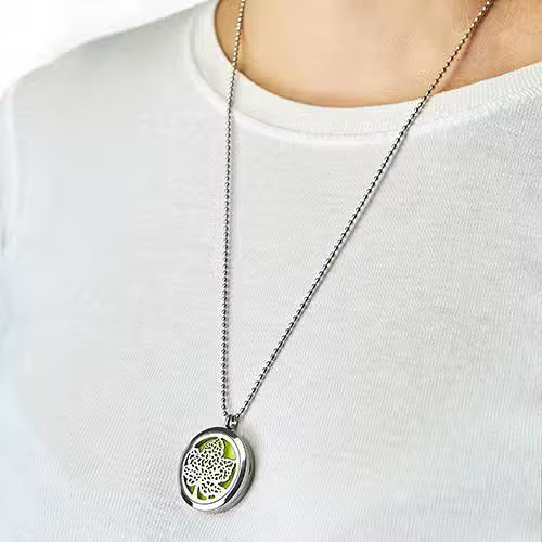 Angel Wings Essential Oil Diffuser Necklace (30mm Stainless Steel)