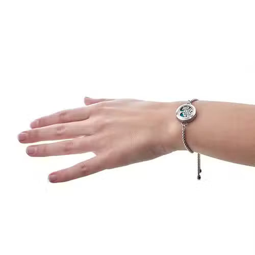 Cat & Flowers Aromatherapy Diffuser Chain Bracelet (20mm Stainless Steel)