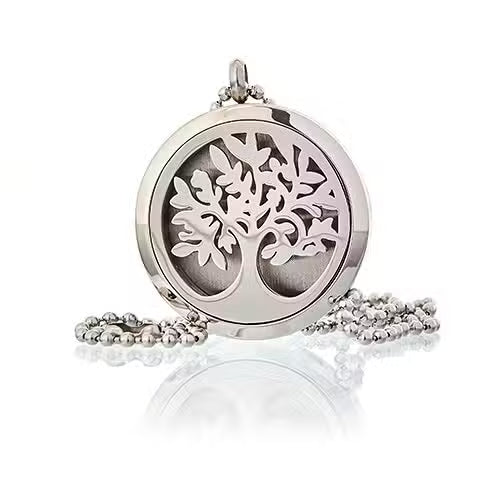 Tree of Life Essential Oil Diffuser Necklace (30mm Stainless Steel)