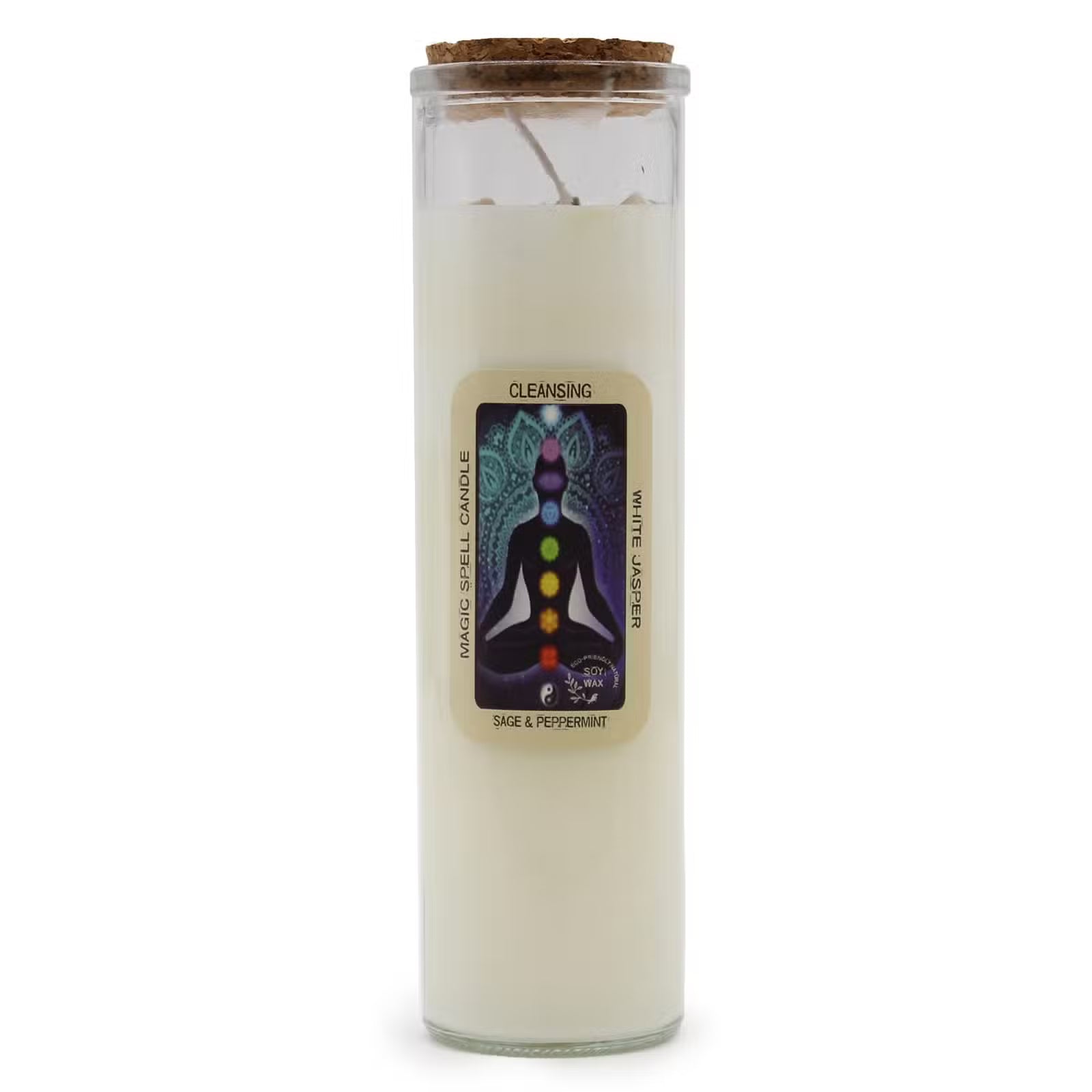 The Cleansing Ritual: Sage, Peppermint & White Jasper Spell Candle