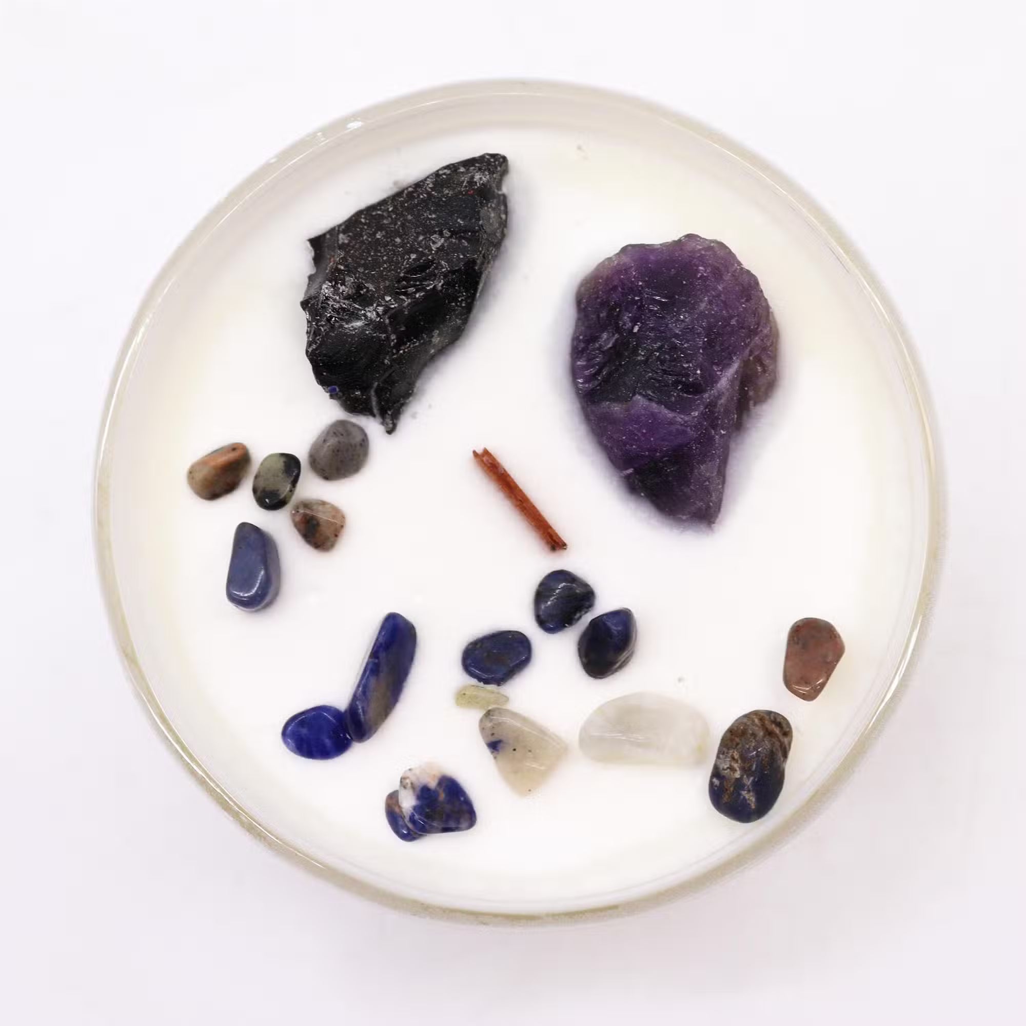 Solar Plexus Chakra | Crystal Magic Candle for Confidence & Power (Amethyst & Black Agate)
