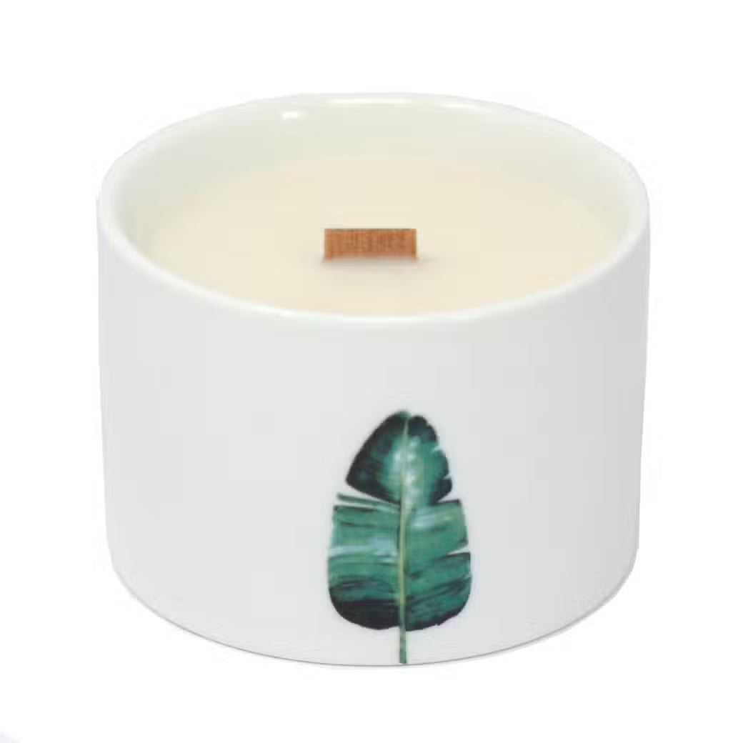 Japanese Garden | Botanical Ceramic Candle with Wooden Wick