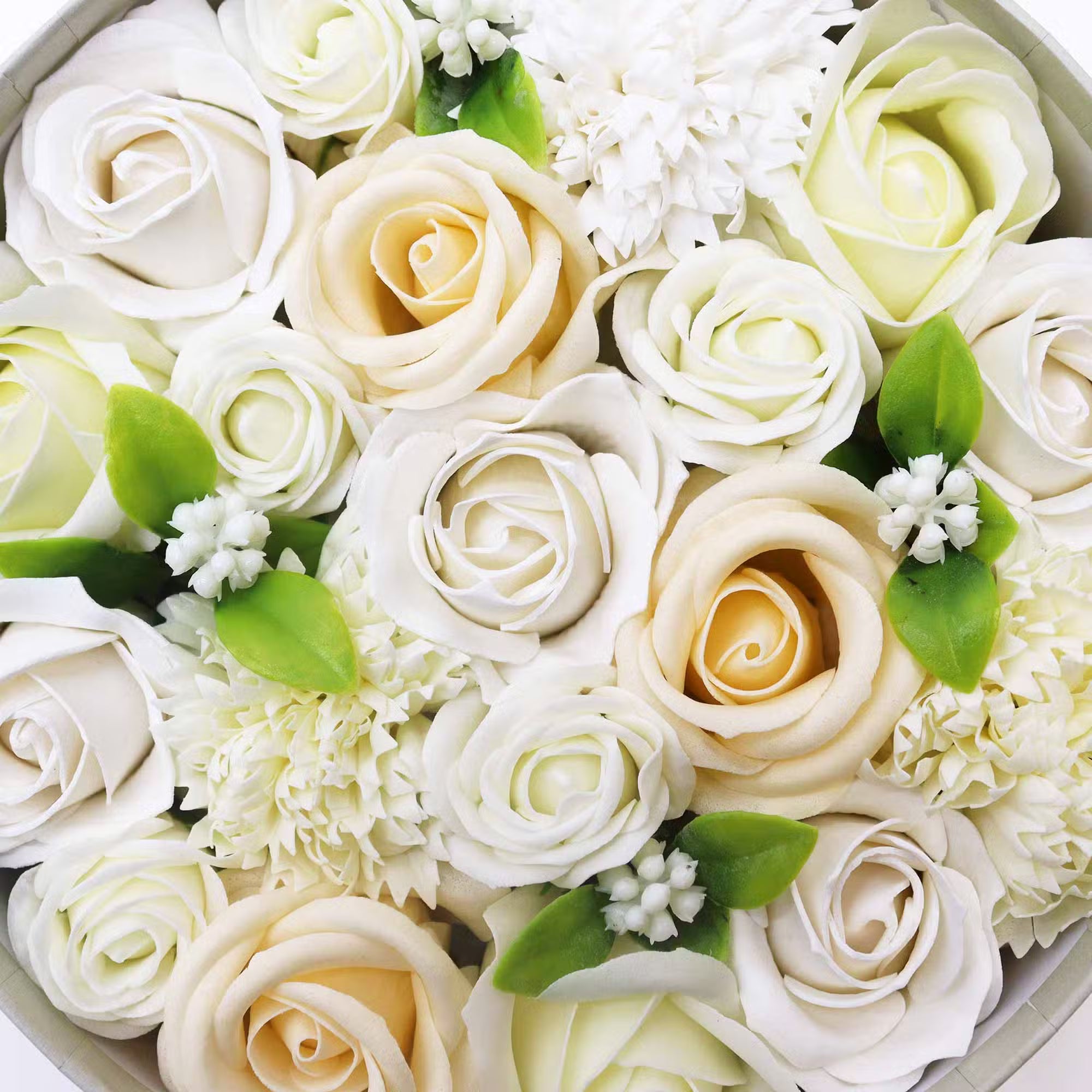 Wedding Blessings: Pristine White & Ivory Soap Flower Box