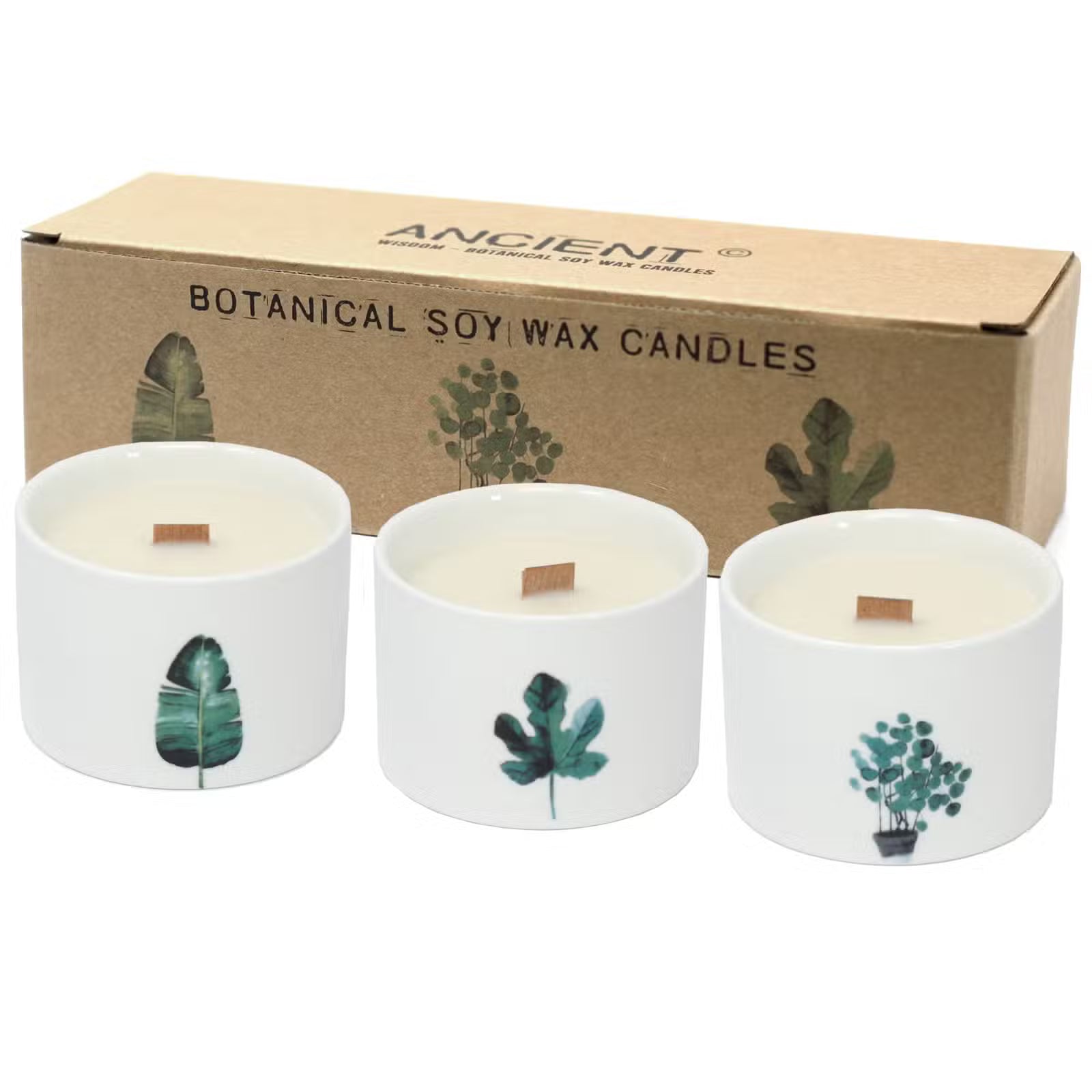 Hand-poured Japanese Garden botanical candle in a reusable ceramic jar — Features a natural wooden wick for a crackling flame effect and luxury floral home fragrance.